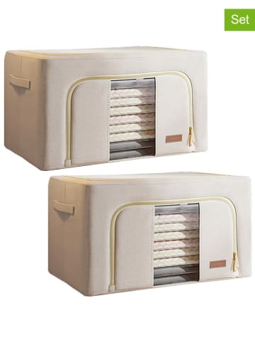 Joybos 2-delige set: kledingboxen beige - (B)40 x (H)20 x (D)30 cm