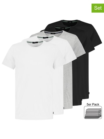 Sublevel Koszulki (5 szt.) w kolorze jasnoszarym, białym i czarnym