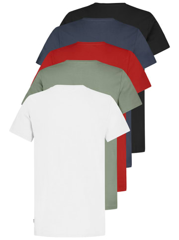 Sublevel 5-delige set: shirts wit/olijfgroen/zwart