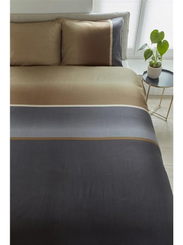 Beddinghouse Satin-Bettwäsche-Set "Kian" in Beige/ Dunkelblau