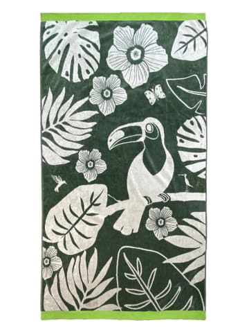 Le Comptoir de la Plage Strandtuch "Ivoire - Musia" in Khaki/ Weiß - (L)175 x (B)100 cm