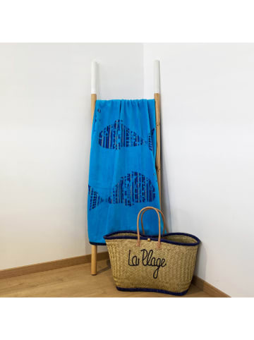Le Comptoir de la Plage Strandtuch "Jogo - Fisky" in Blau - (L)150 x (B)75 cm