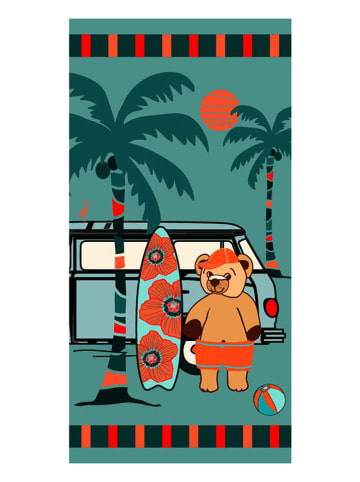 Le Comptoir de la Plage Ręcznik plażowy "Surfista" w kolorze zielonym - 140 x 70 cm
