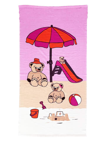 Le Comptoir de la Plage Ręcznik plażowy "Mounours" w kolorze jasnoróżowym z mikrofibry - 140 x 70 cm