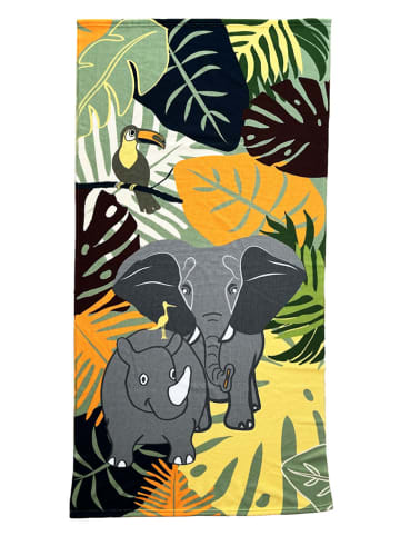 Le Comptoir de la Plage Microvezel strandlaken "Elephant" geel/grijs/zwart - (L)140 x (B)70 cm