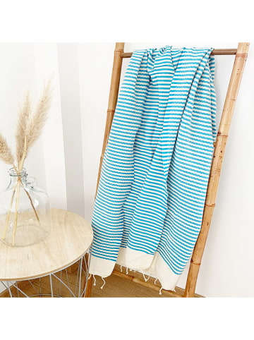 Le Comptoir de la Plage Fouta "Yadara" in Türkis/ Beige - (L)200 x (B)100 cm