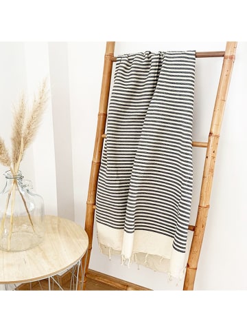 Le Comptoir de la Plage Fouta "Yadara" in Beige/ Dunkelblau - (L)200 x (B)100 cm