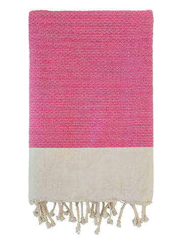 Le Comptoir de la Plage Fouta "Athena" in Pink/ Beige - (L)200 x (B)100 cm