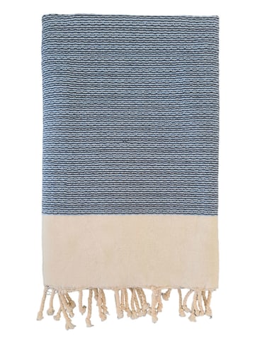 Le Comptoir de la Plage Fouta "Athena" blauw/beige - (L)200 x (B)100 cm