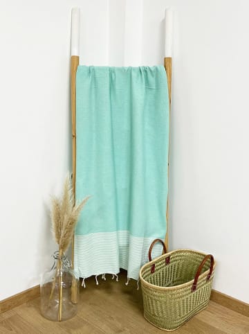Le Comptoir de la Plage Fouta "Mikanda" w kolorze turkusowym - 200 x 100 cm