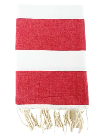 Le Comptoir de la Plage Fouta "Transat" rood/wit - (L)200 x (B)100 cm