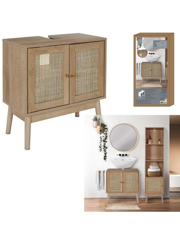 Ethnical Life Waschbeckenschrank in Hellbraun - (B)60 x (H)70 x (T)30 cm