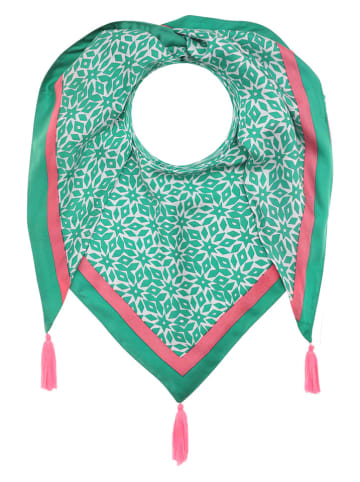 Zwillingsherz Sjaal groen/roze - (L)200 x (B)95 cm