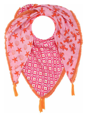 Zwillingsherz Driehoekige sjaal lichtroze/oranje - (L)130 x (B)130 cm