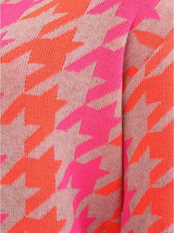 Zwillingsherz Cardigan "Hahnentritt Neon" in Orange/ Pink