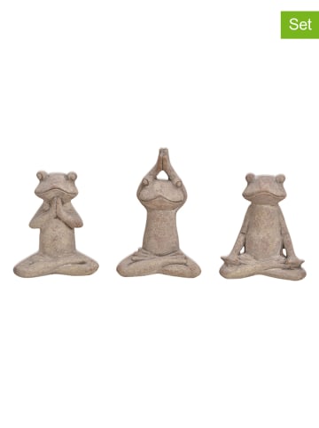 G. Wurm 3er-Set: Dekofigur "Yogo Frosch" in Beige - (B)7 x (H)12 x (T)5 cm