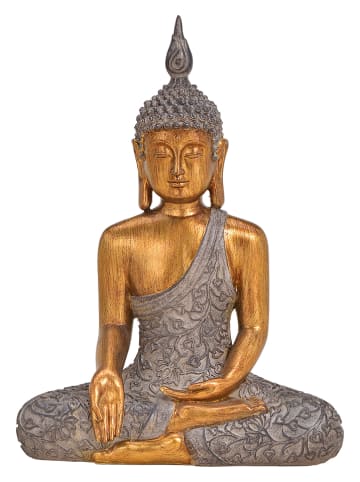 G. Wurm Dekofigur "Buddha" in Braun/ Gold - (B)23 x (H)32 x (T)12 cm