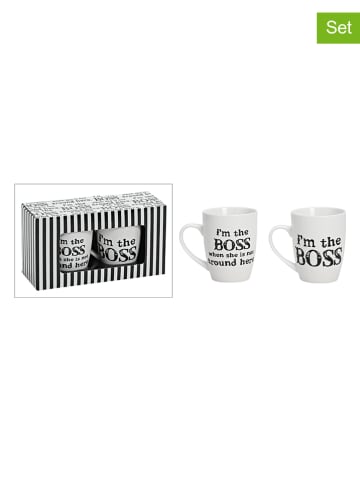 G. Wurm 2er-Set: Kaffeetasse "Boss" in Weiß/ Schwarz - 250 ml