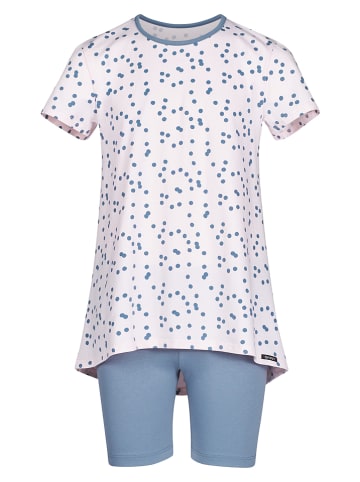 Skiny Pyjama in Weiß/ Blau