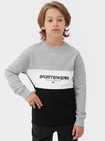 4F Sweatshirt in Grau/ Schwarz/ Weiß