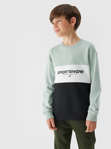 4F Sweatshirt in Grün/ Schwarz/ Weiß