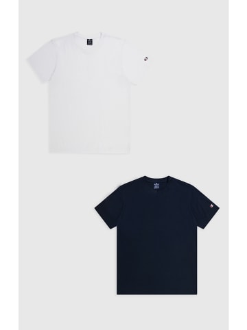 Champion 2-delige set: shirts wit/donkerblauw