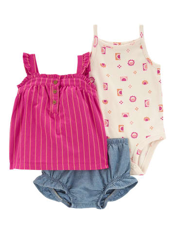 carter's 3-delige outfit wit/roze/blauw