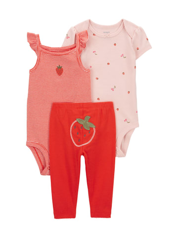 carter's 3-delige outfit lichtroze/rood