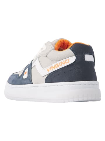 Vingino Leder-Sneakers "Rens" in Grau/ Dunkelblau