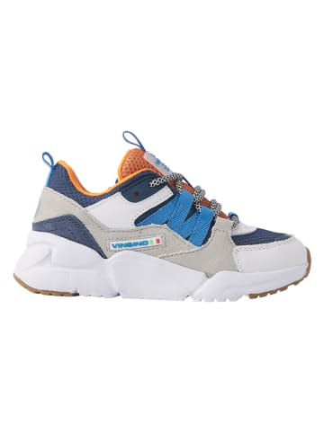 Vingino Leren sneakers "Stef" grijs/donkerblauw