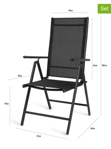 Lifa Living Krzesła ogrodowe (2 szt.) w kolorze czarnym - 66 x 107 x 55 cm