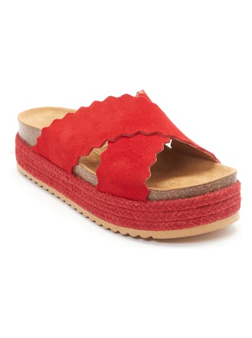 Mandel Leren slippers rood