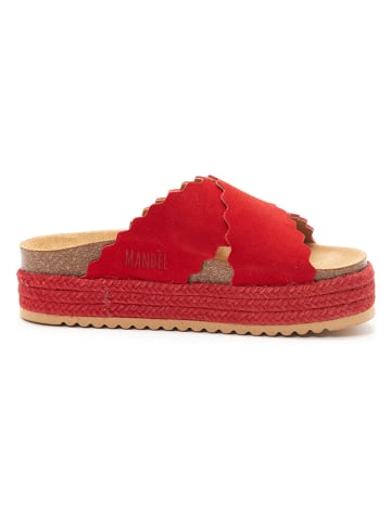 Mandel Leren slippers rood