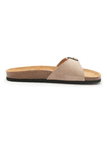Mandel Leren slippers taupe