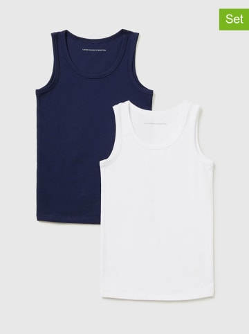 Benetton 2-delige set: onderhemden wit/donkerblauw