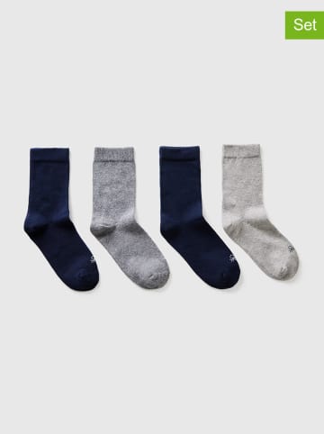 Benetton 4er-Set: Socken in Grau/ Dunkelblau