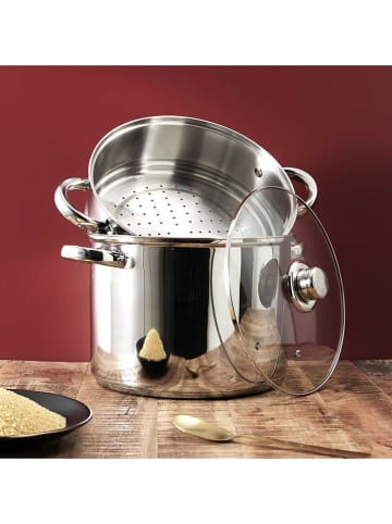 COOK CONCEPT Roestvrijstalen stoompan met deksel zilverkleurig - Ø 25,5 cm