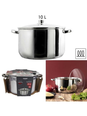 COOK CONCEPT Edelstahl-Kochtopf mit Deckel in Silber - Ø29,4 cm
