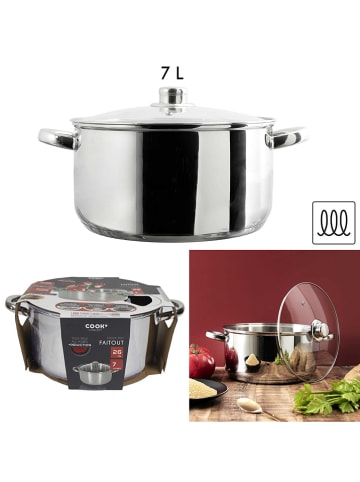 COOK CONCEPT Edelstahl-Kochtopf mit Deckel in Silber - Ø26 cm