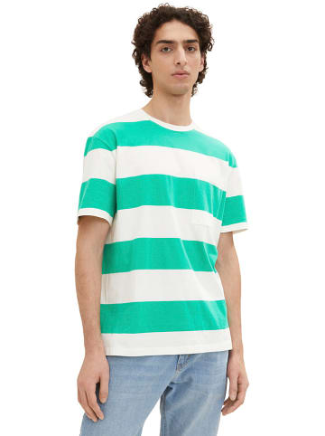 Tom Tailor Shirt in Grün/ Weiß