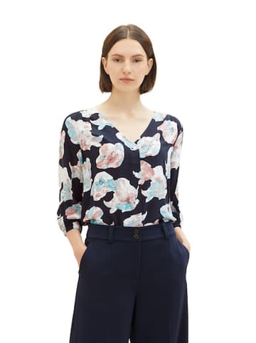 Tom Tailor Blouse donkerblauw/wit