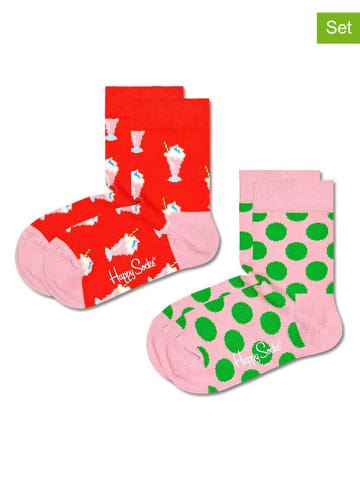 Happy Socks 2er-Set: Socken "Milkshake" in Grün/ Rot/ Rosa