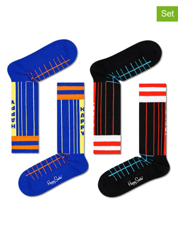Happy Socks Skarpety (2 pary) w kolorze niebiesko-czarnym