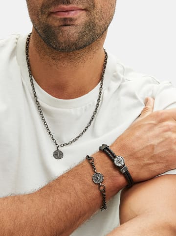 Fynch Hutton Leder-Armband in Schwarz