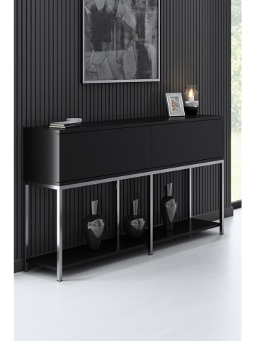 Evila Sideboard "Lord" zwart/zilverkleurig - (B)150 x (H)80 x (D)30 cm