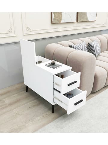 Evila Bijzettafel "Island" wit - (B)30 x (H)88 x (D)80 cm