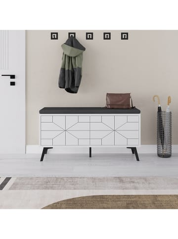 Evila Schuhschrank "Dune" in Weiß - (B)107 x (H)55 x (T)35 cm