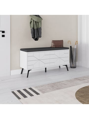 Evila Schuhschrank "Dune" in Weiß - (B)107 x (H)55 x (T)35 cm