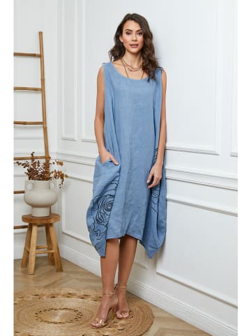 La Compagnie Du Lin Leinen-Kleid in Hellblau