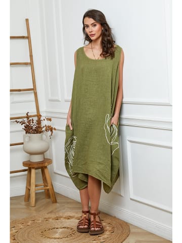 Joséfine Leinen-Kleid in Khaki